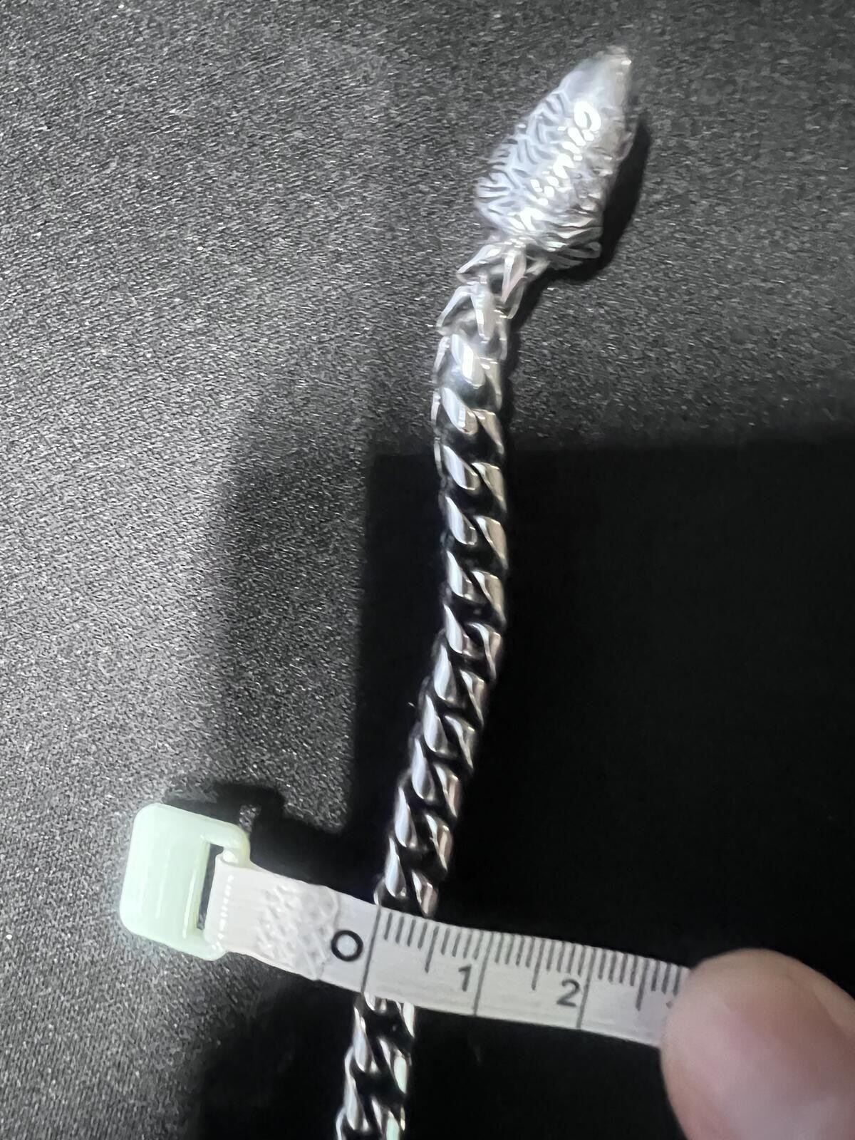 Silver stainless steel Lions Head Mens bracelet link chain