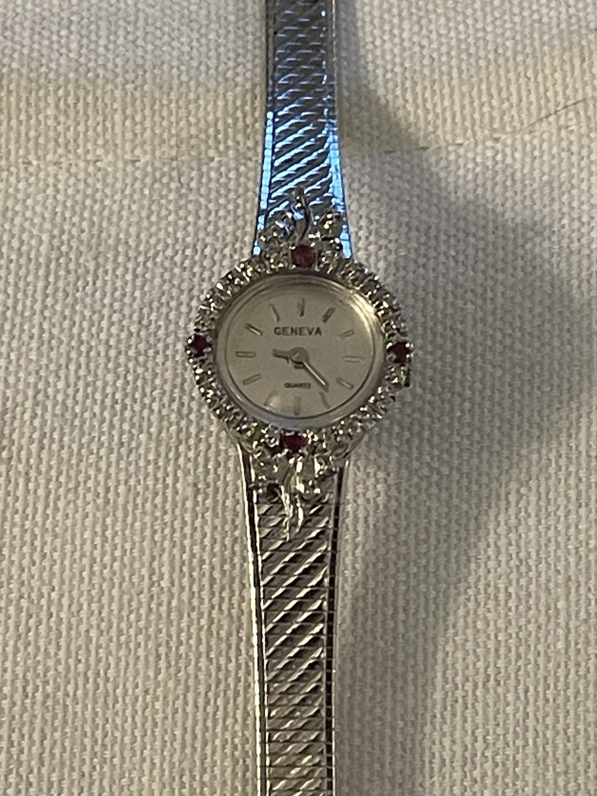VTG RARE Geneva Swiss GENUINE Ruby and Diamond Watch Women’s Cocktail Wristwatch