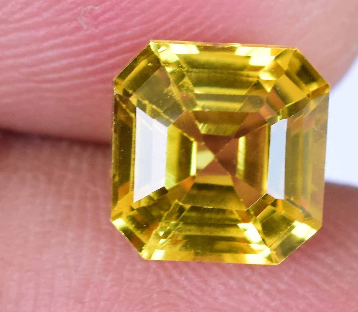 Natural Ceylon Yellow Sapphire 3.40 Ct Flawless Asscher Certified Loose Gemstone