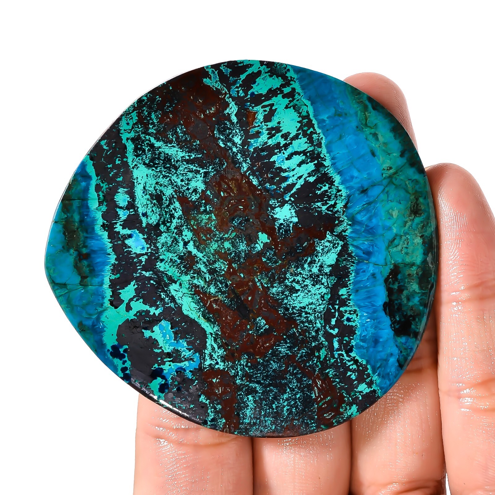 258.45Ct 100%Natural Azurite Chrysocolla Heart Cabochon Loose Gemstone 62x65x4mm