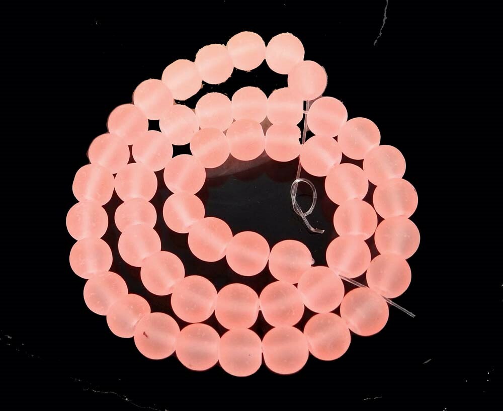 50 Czech Frosted Sea Glass Round / Rocaille Beads Matte light Salmon 6mm