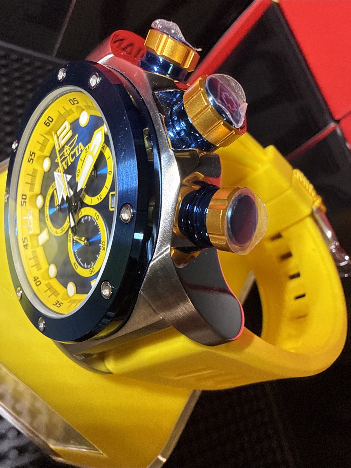 Invicta Sea Hunter Blue Lightning Men’s 52mm Yellow Chronograph Watch 48982