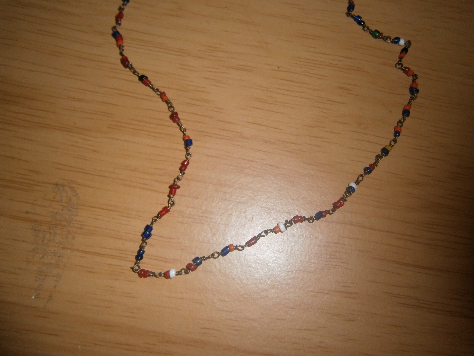 Vintage 1990’s mini 1.5mm beaded vari colour necklace chain. 92cm. (E3f)