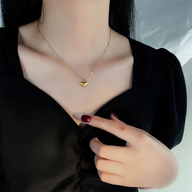 Collares 14K Collar Con Pendiente de Corazon Joyeria Fina Regalos para Mujeres