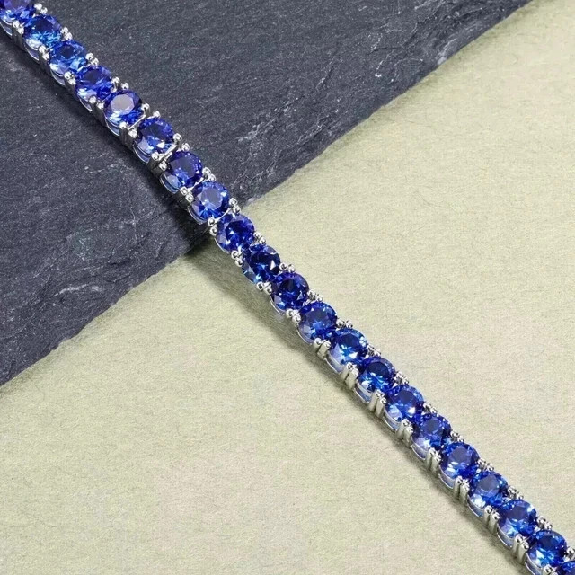 10.00Ct Round Cut Simulated Amethyst 7.5″ Tennis Bracelet 14K White Gold Plated
