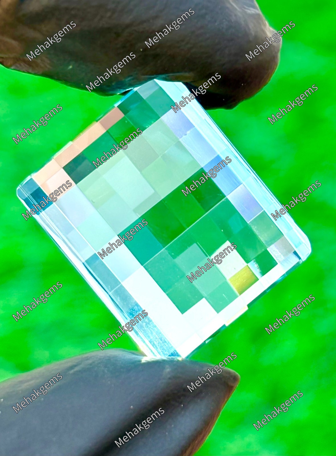 Electric Blue Aquamarine Loose Gemstone – 37Ct Pixel Cut Statement Ring Stone