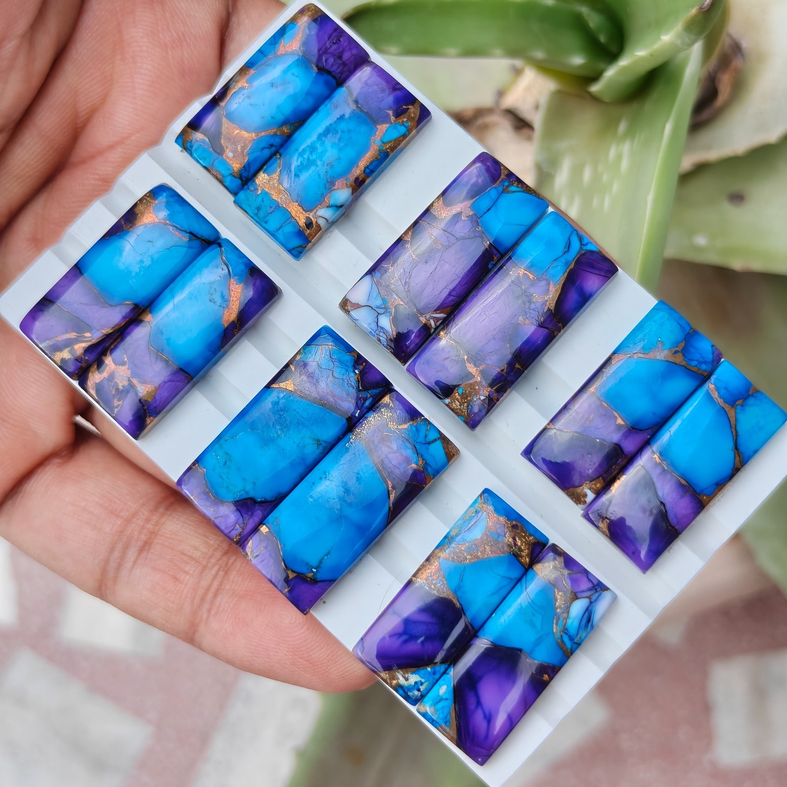 Purple Mohave Turquoise Cabochon Spiny Oyster Cabochon Loose Gemstone Jewelry Ma
