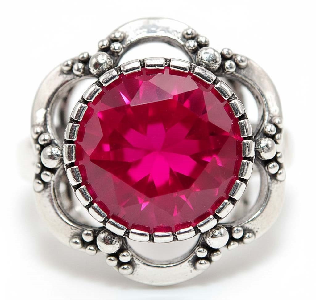 3CT Heat Treated Rubellite Tourmaline 925 Sterling Silver Ring Sz 6,7,8 CA5