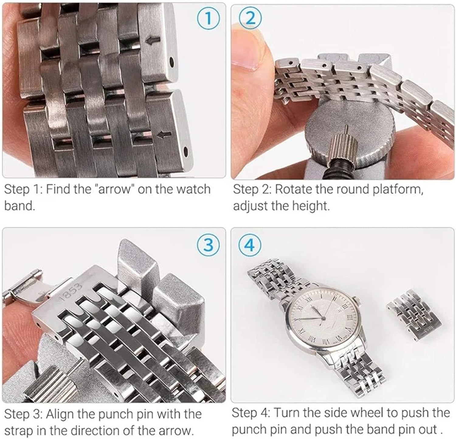 Metal Adjustable Watch Band Strap Bracelet Link Pin Remover Repair Tool Kit US