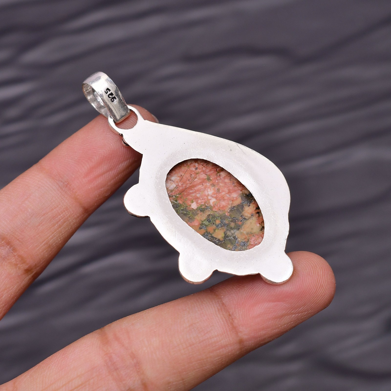 Unakite Gemstone 925 Sterling Silver Jewelry Pendant 2.16″