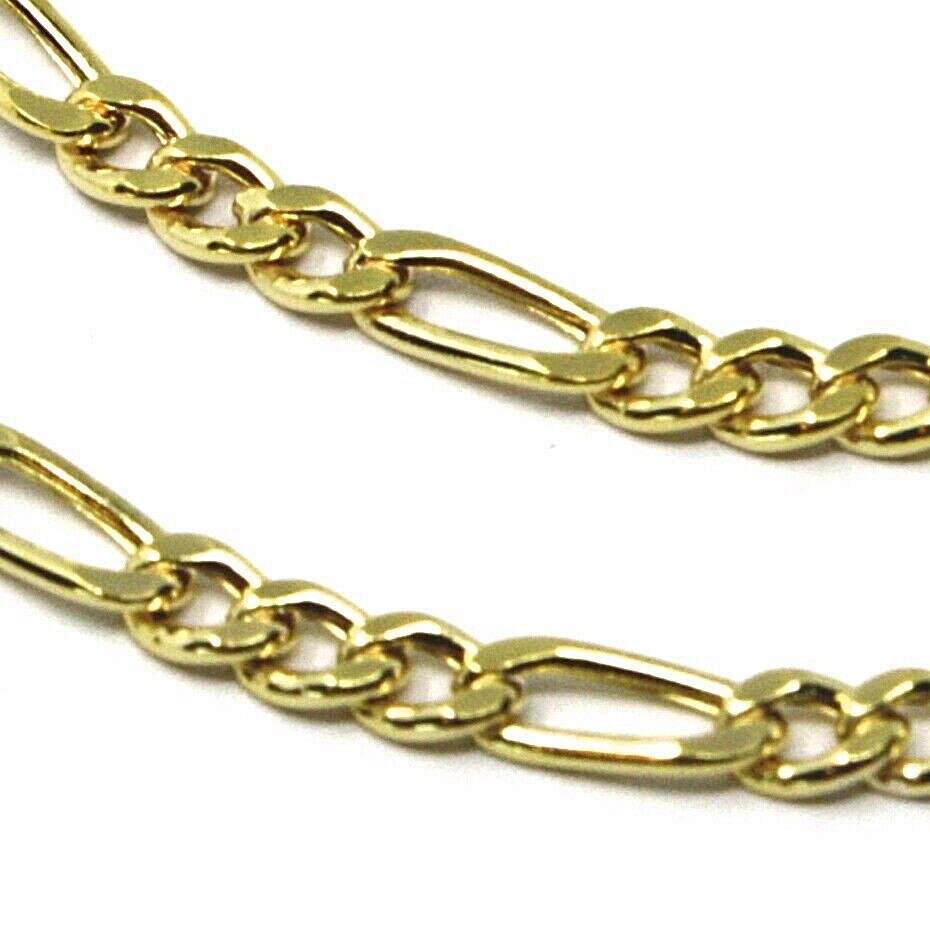 9K GOLD BRACELET FIGARO GOURMETTE ALTERNATE 3+1 FLAT LINKS 3mm, 19cm, 7.5 INCHES
