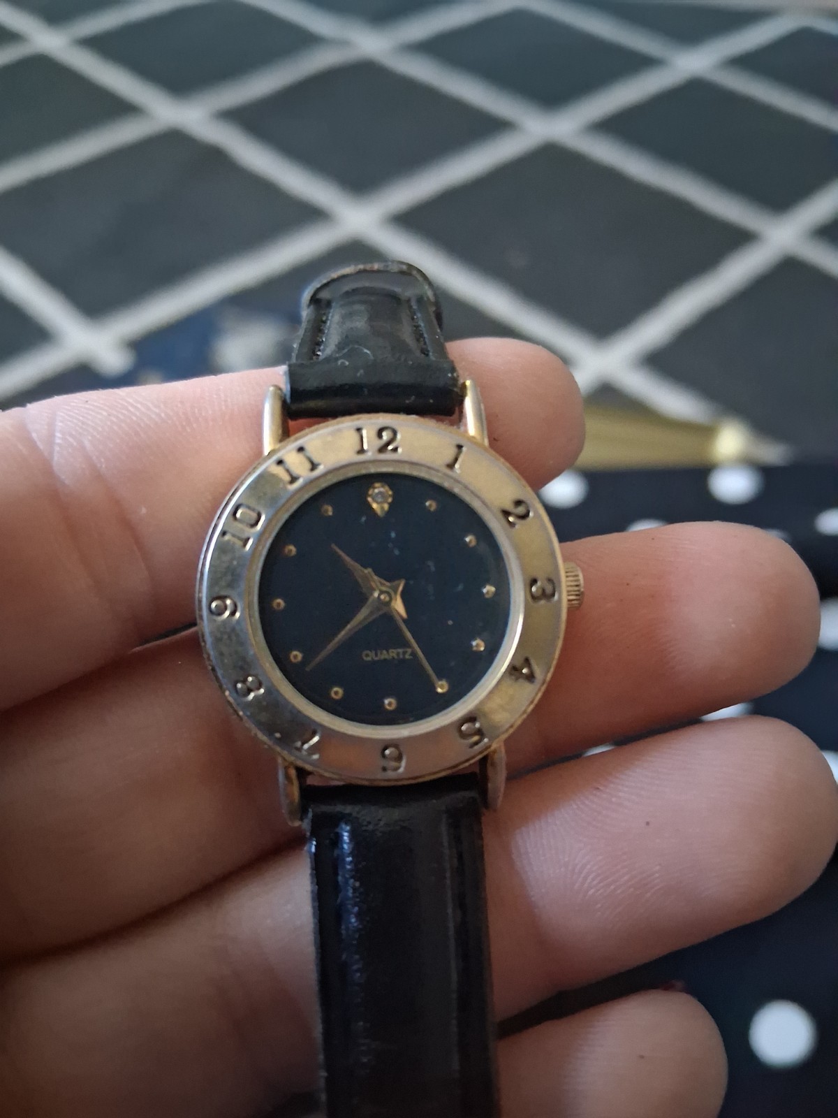 Women’s Dress Quartz Analog Watch, Water-Resistant, Black Dial Gold Case
