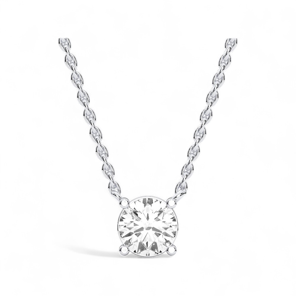 IGI Certified Lab Grown Diamond 1CT Round Solitaire Pendant Necklace 14k Yellow