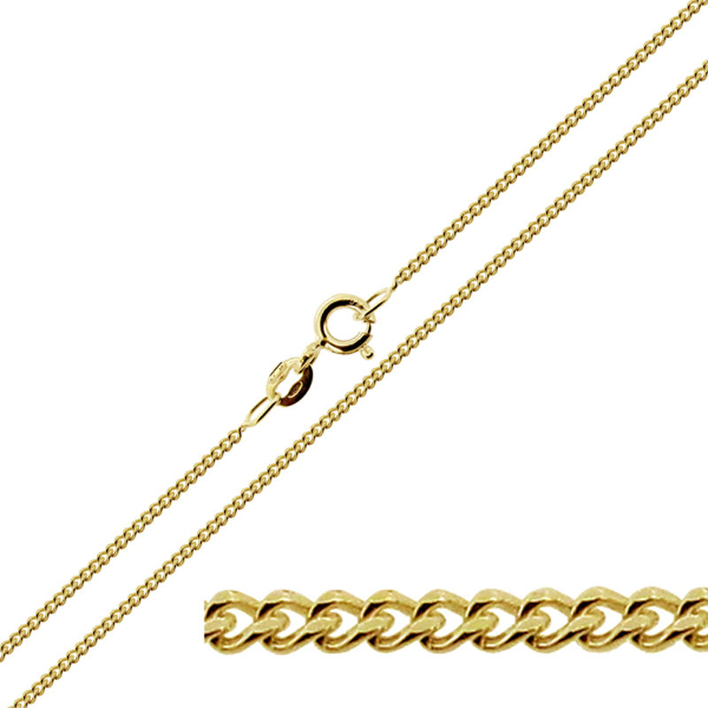 9ct Gold Plated on Sterling Silver 1.8mm Curb Link Chain Necklace 16 – 40″ inch