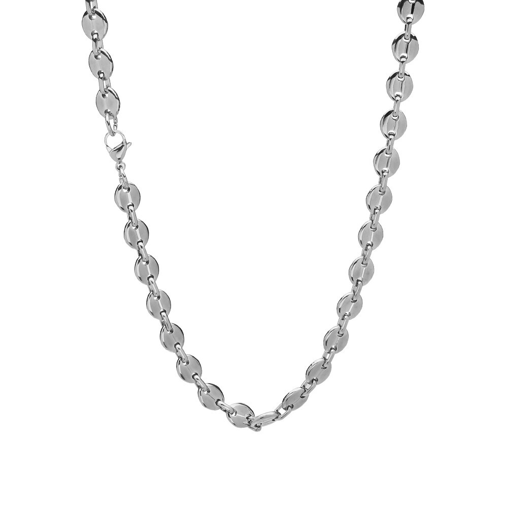 9mm 22″ Fashion Silver Stainless Steel Mens Womens Coffee Beads Chain Necklace