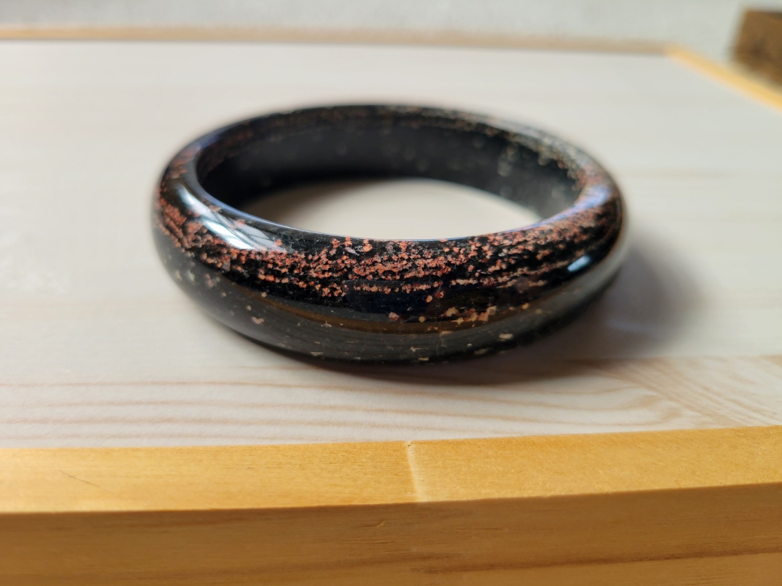 Natural Snowflake Obsidian Bangle inner Diameter 60mm-61mm Black