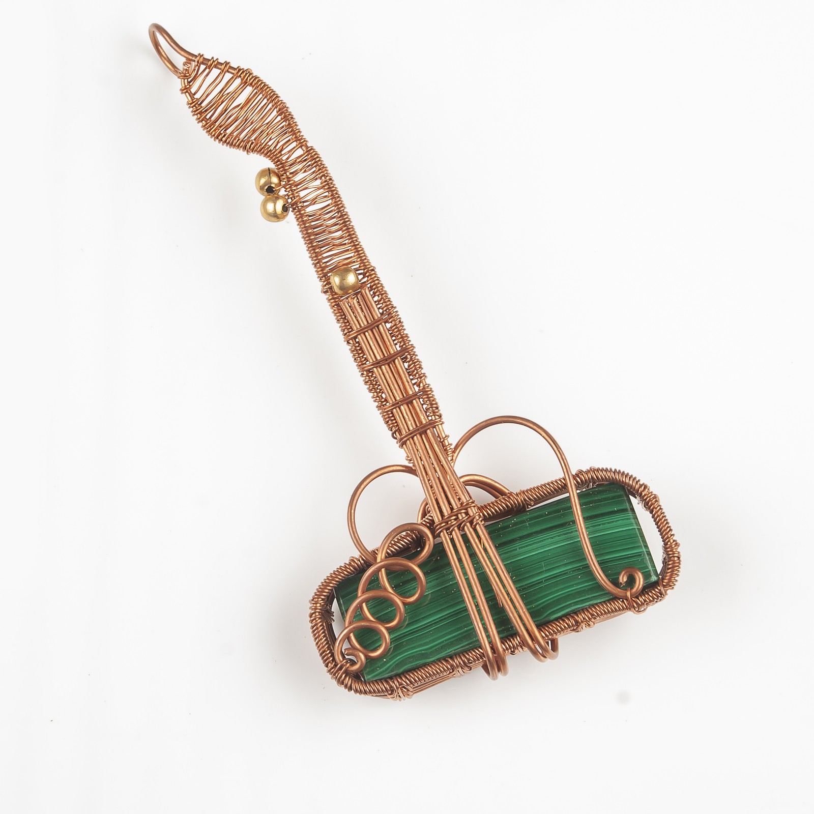 Copper Malachite Gemstone Boho Wife Birthday Bezel New Wire Wrap Trendy Pendant