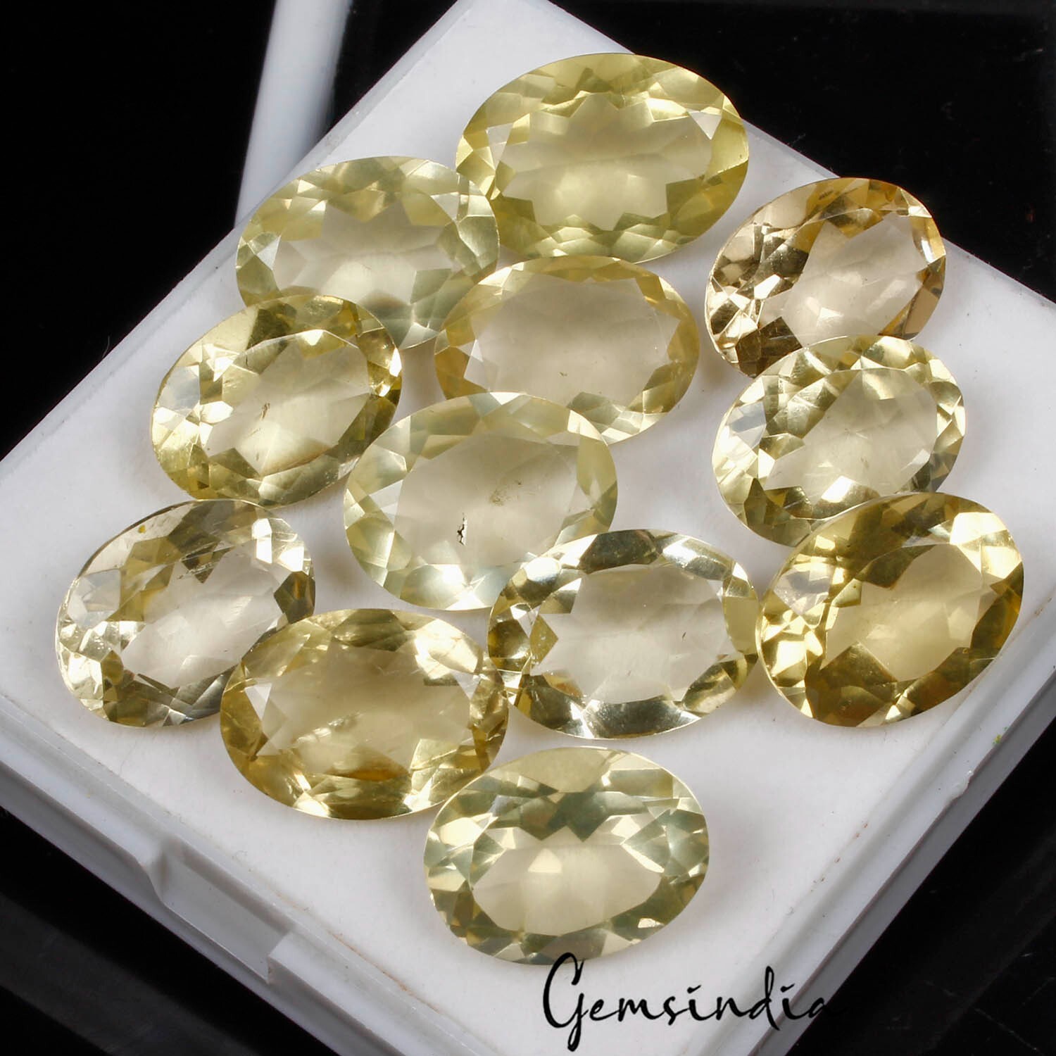 97.70 Ct Natural Untreated Lemon Quartz Citrine Oval Cut Faceted Loose Gems Lot