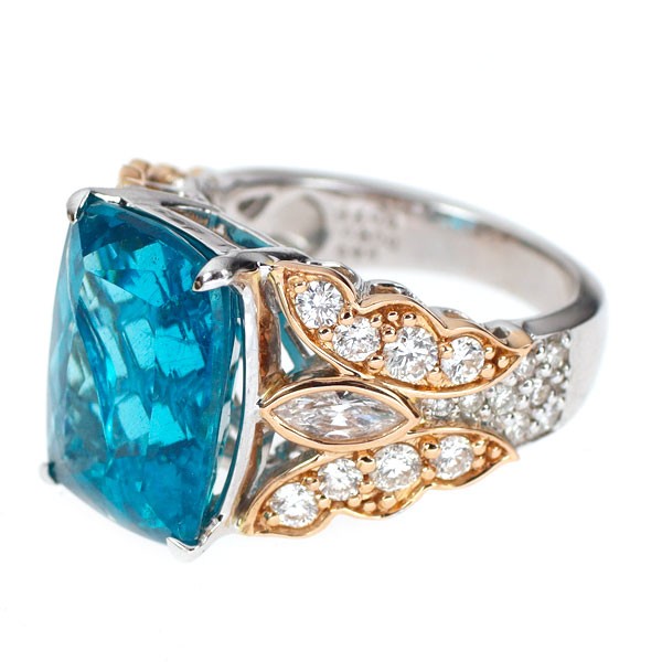 Rare K18WG/PG Apatite Diamond Ring 9.45ct D1.16ct – Auth free shipping from Japa