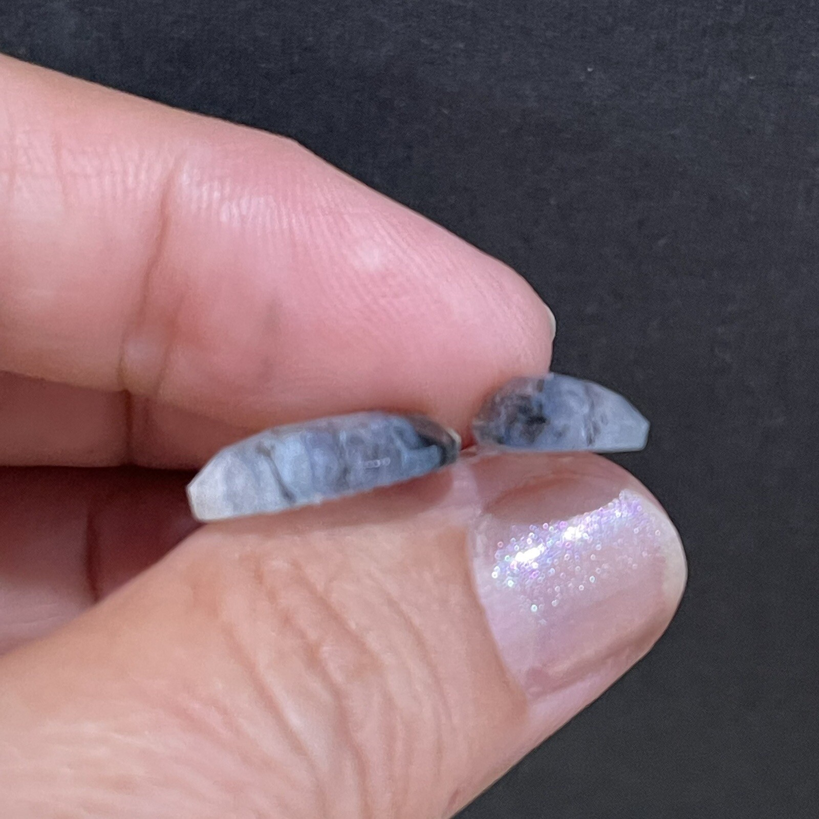 7.3ct 15-13mm Pair Transparent Blue Peruvian Opal Free Form Cabochons Gems