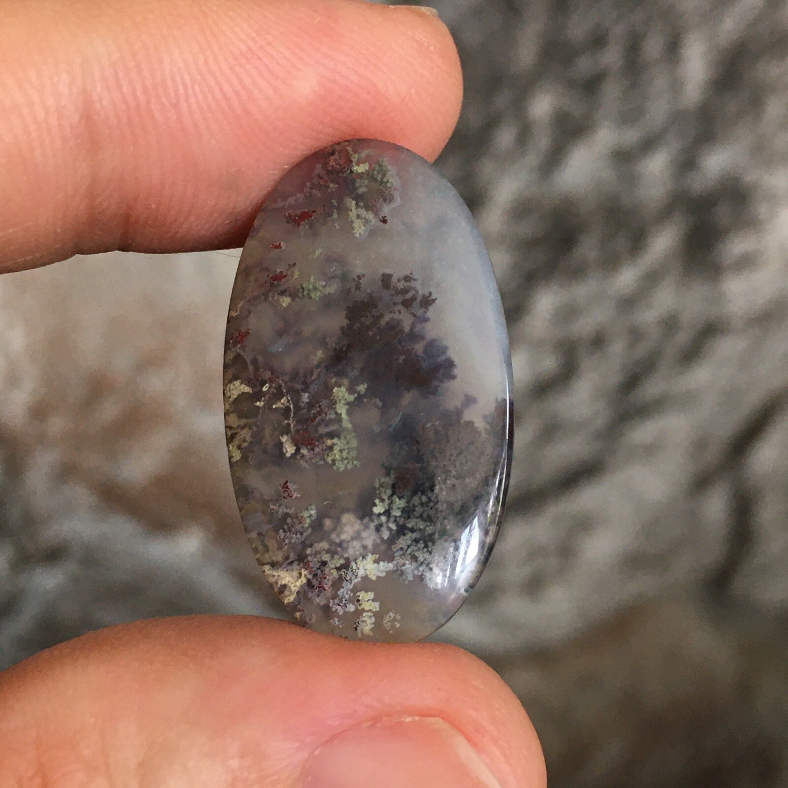 28.5x16x4.9mm Fine Garden Moss Agate Oval Cabochon Loose Picture Stone