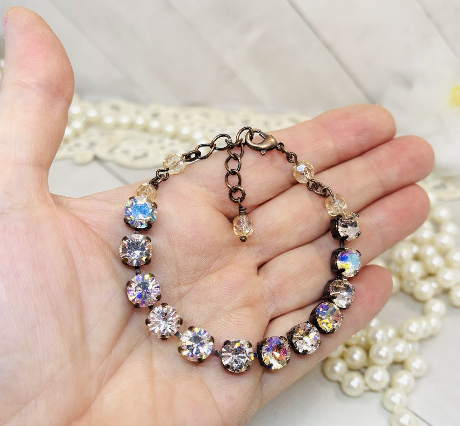 Antique Copper Plated Silk Champagne Cup Chain Tennis Bracelet