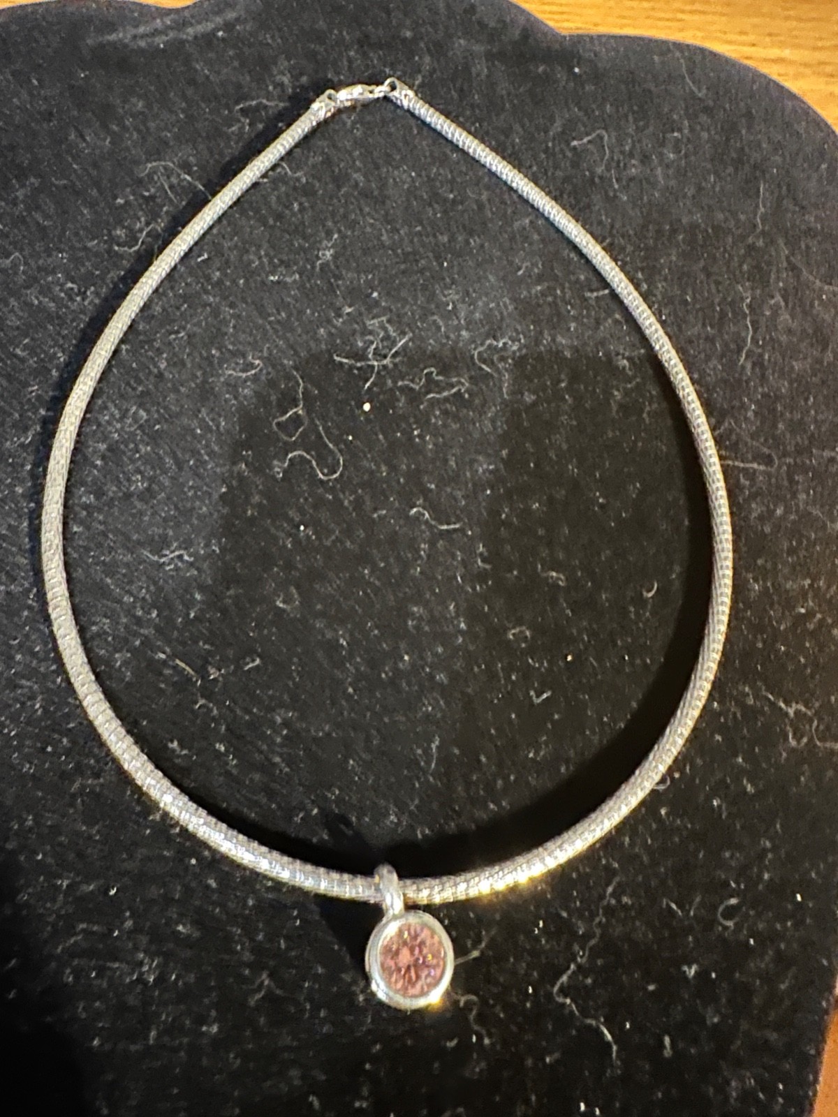 Milor 925 Silver Necklace with Pink Gem