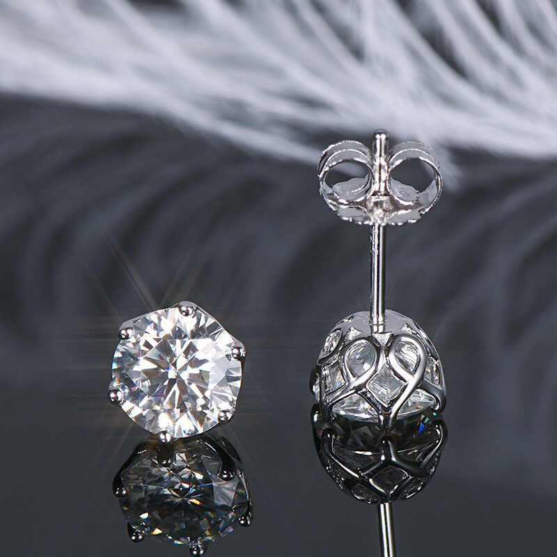 Moissanite Earrings Women Girls Stud Earrings Sterling Silver 3mm/4mm/5mm/6.5mm