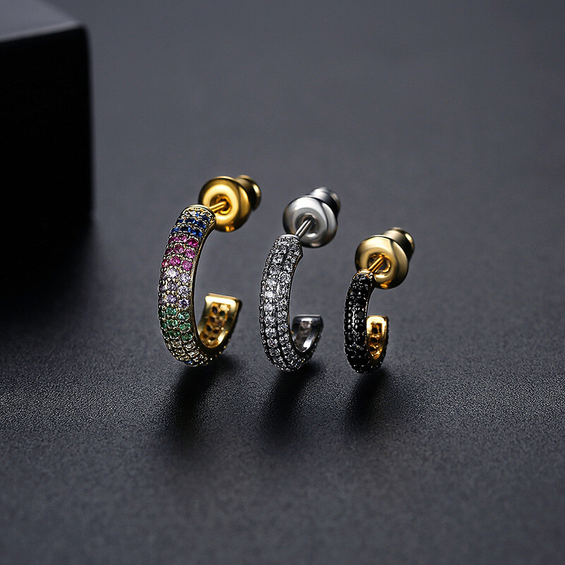 Colorful Zircon Fashion Temperament Commuter Gold Plated Women’s Earrings