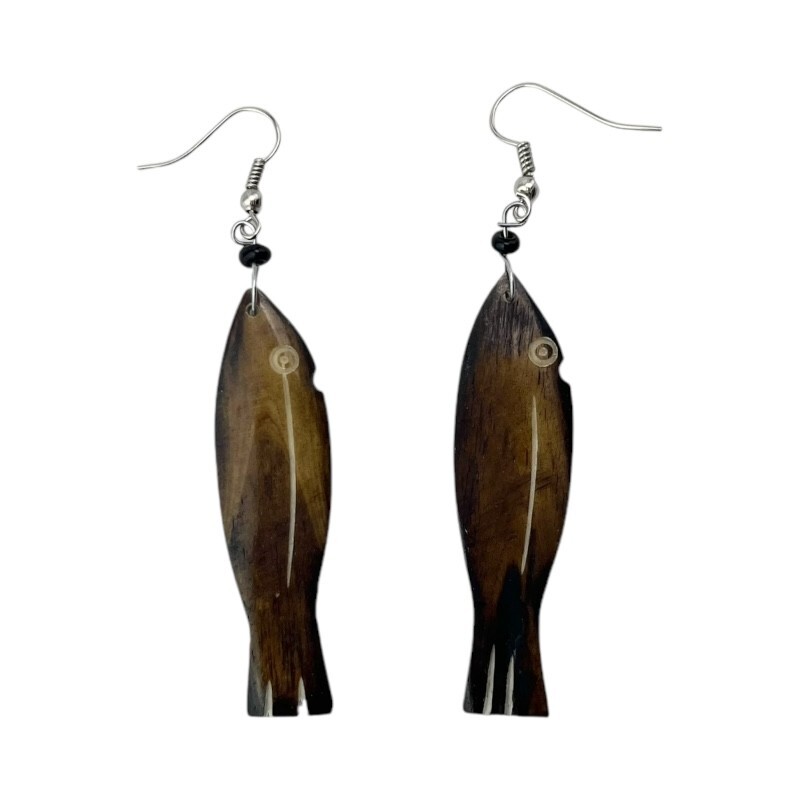 Africa Handmade Bovine Bone Earrings – Fish Earrings – Unique African Jewelry