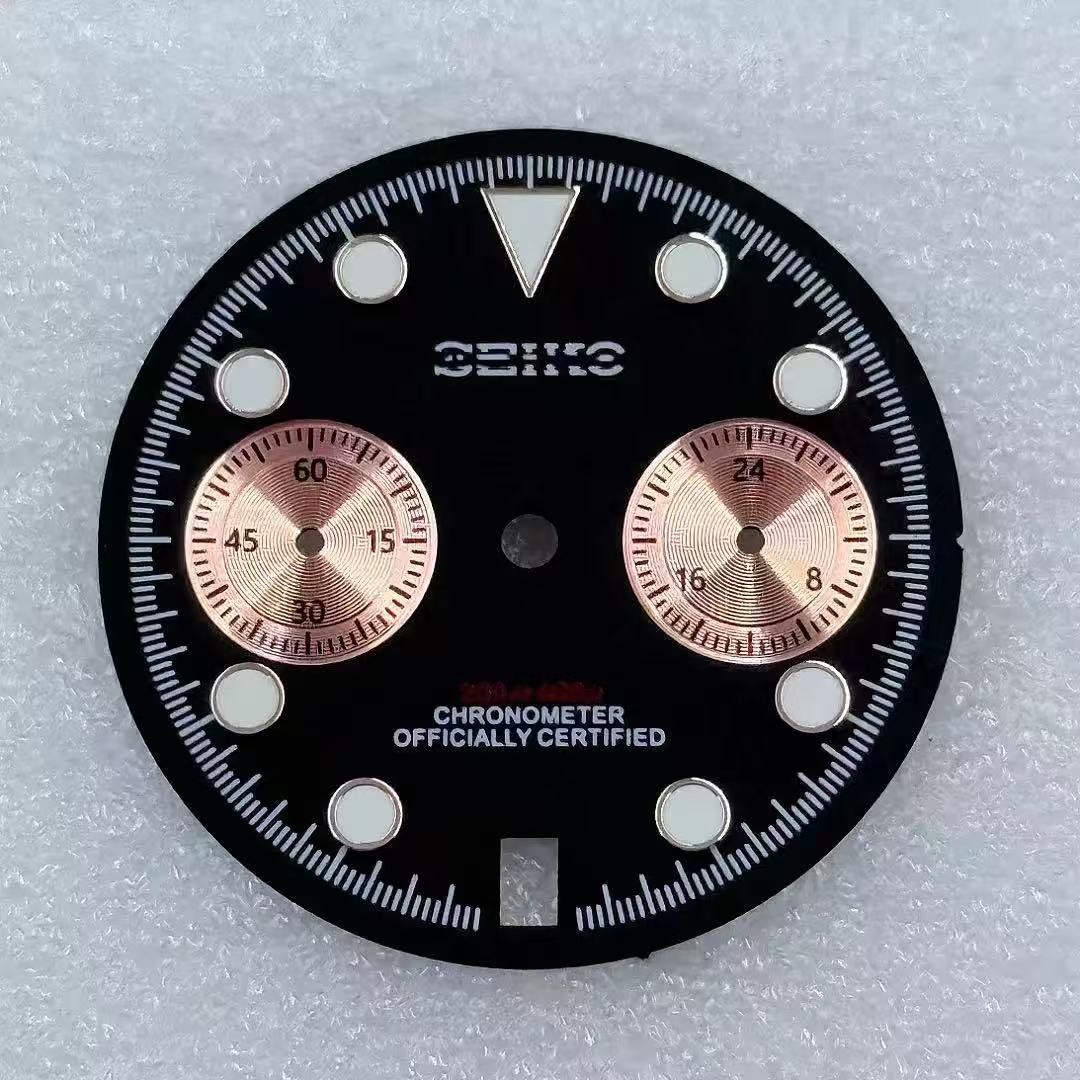 29.5mm Green Luminous Watch Dial Date Fit Vk64 Vk63 Movement