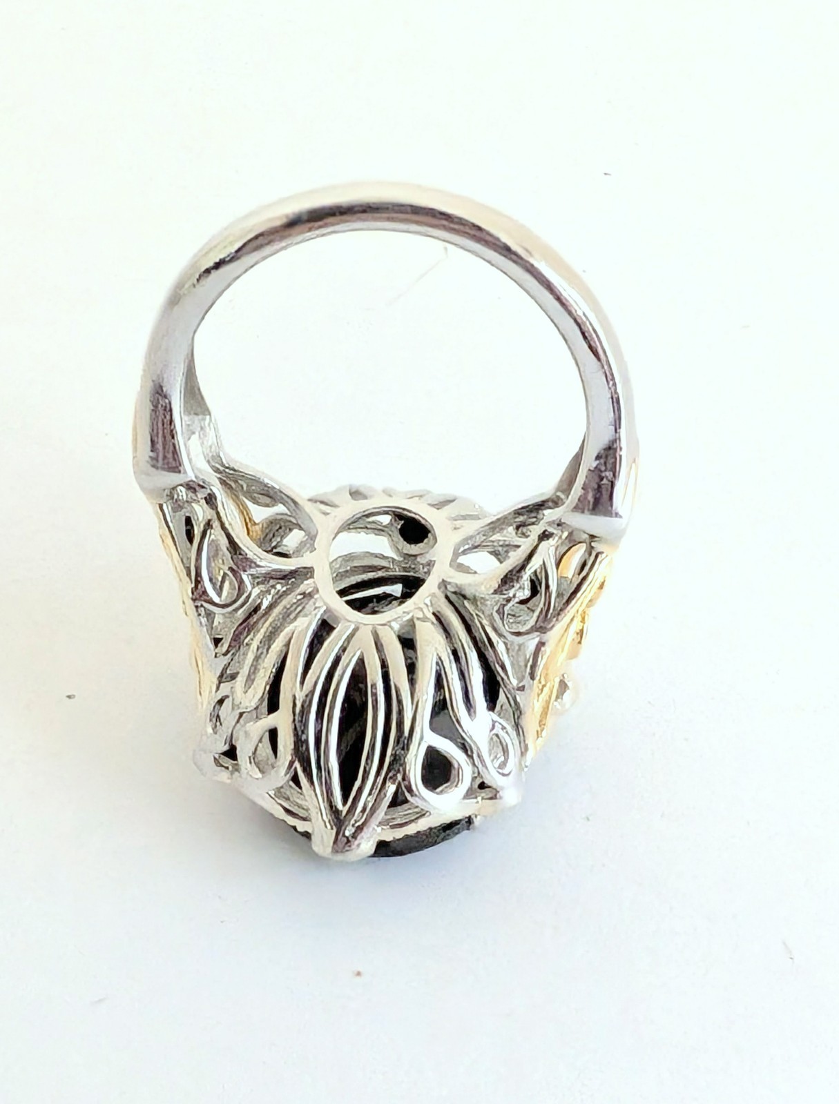 Gorgeous STS Karis Black Spinel 18K Gold/Rhodium over Sterling Silver Ring 6.5