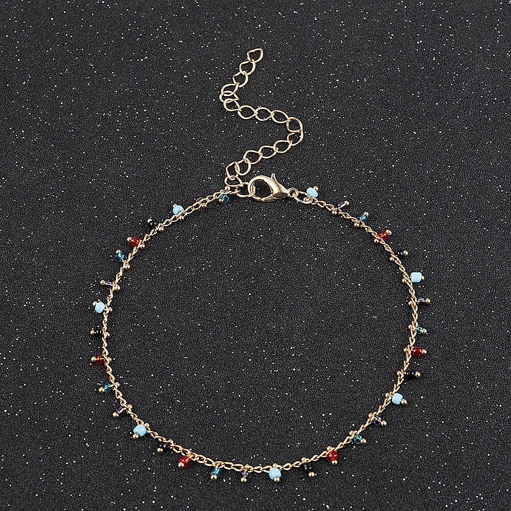Fashion Women Ankle Chain Jewelry Anklet Bracelet Rainbow Colorful Beads 1016