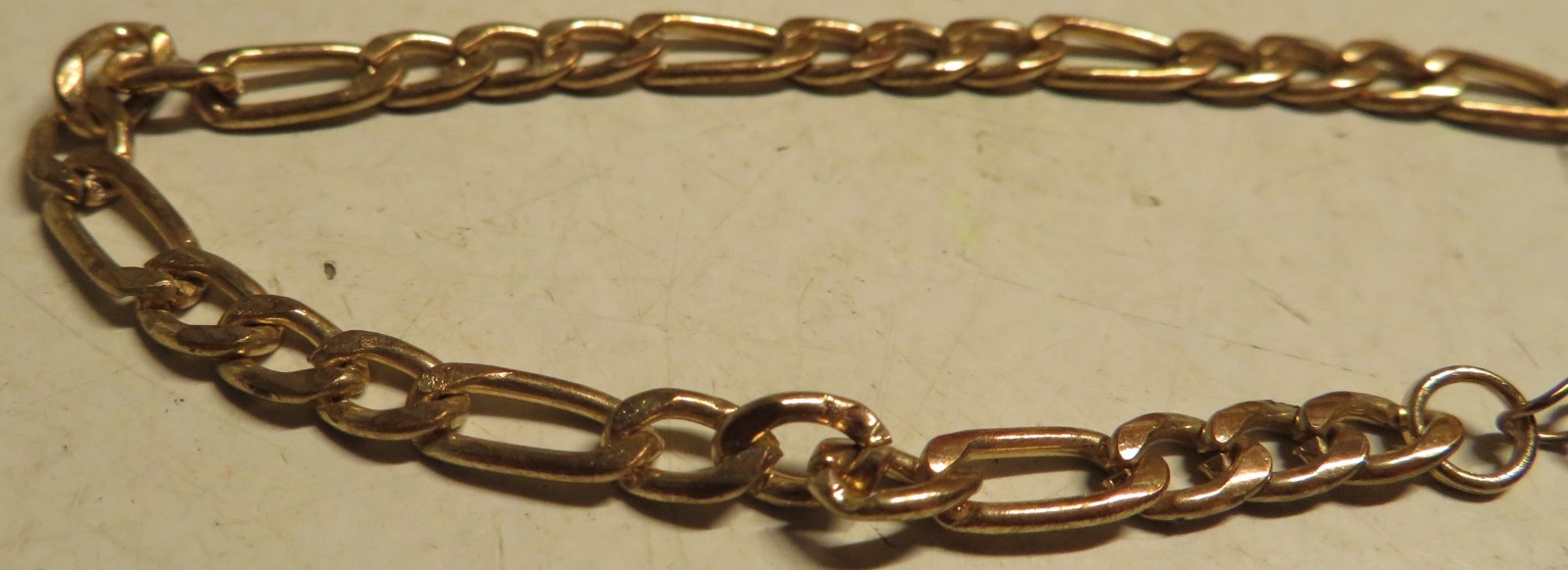 Vintage 7-9″ Adjustable Extender Figaro Link Bracelet Gold Tone Lobster Clasp GU