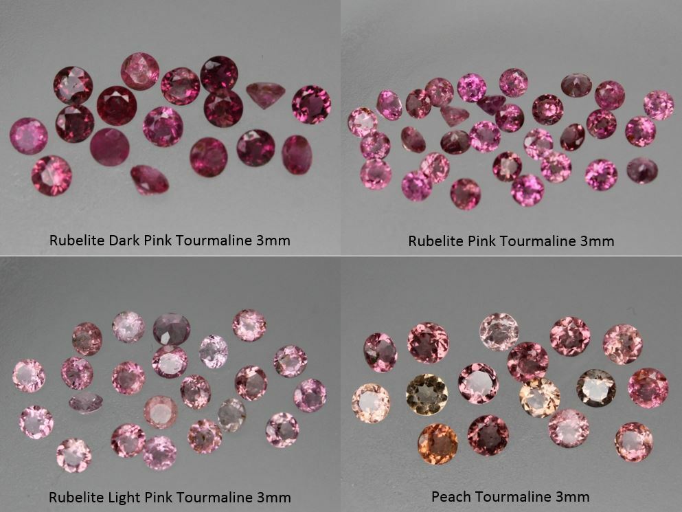 1x 2mm Pink Red Rubellite & Peach Tourmaline Round Loose Natural Gemstone Best