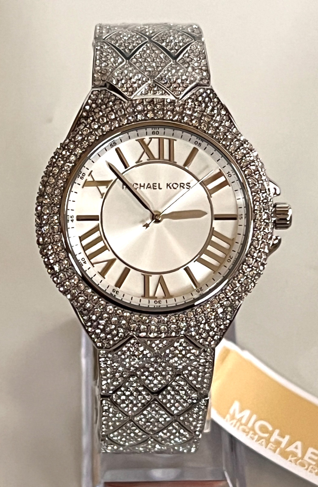 MICHAEL KORS MK4803 CAMILLE Silve-Tone Pave Crystals Unisex Watch BNWT/GBox $450