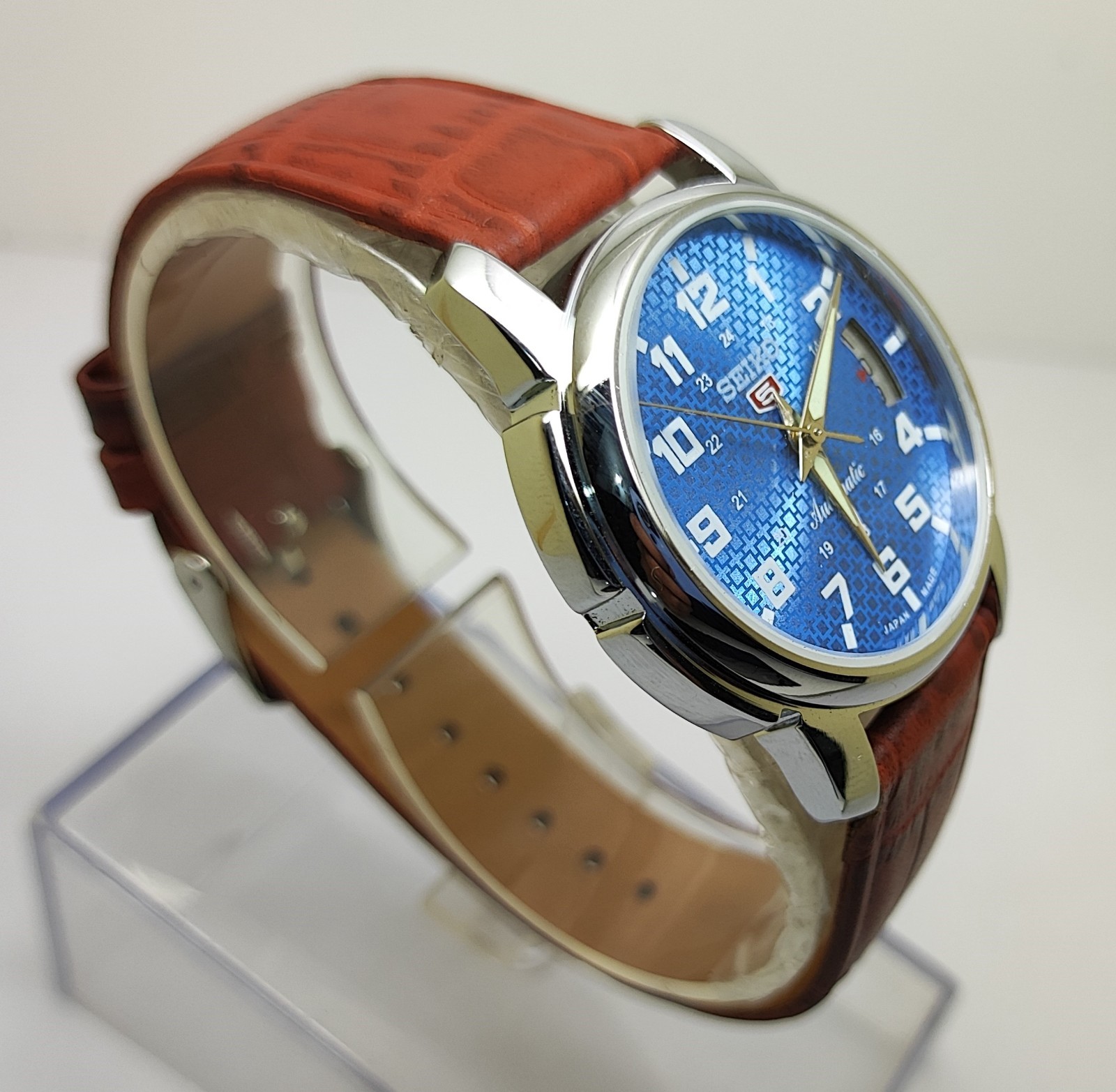 Refurbished Automatic Men’s Watch Day Date | Classic Vintage Style Leather Strap