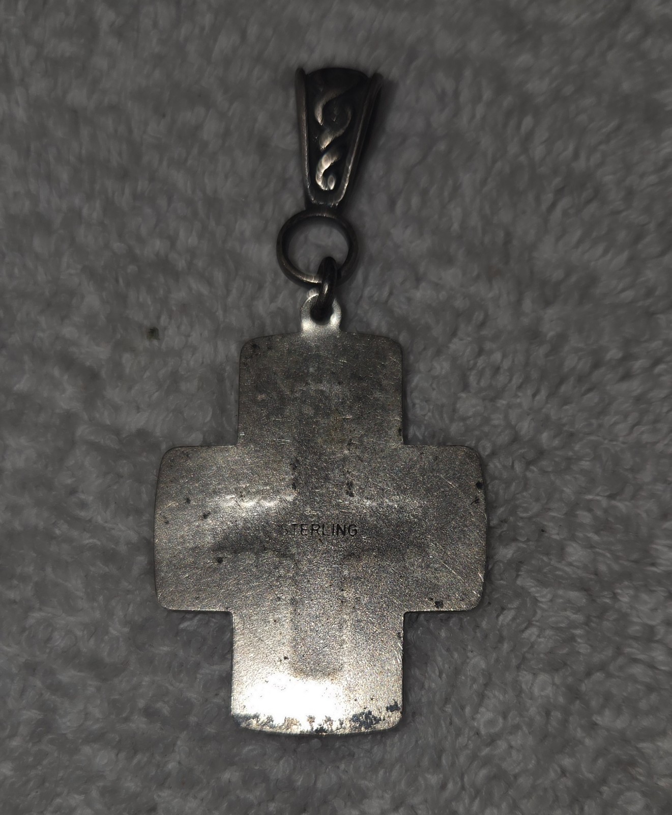 Vintage Sterling Silver Southwestern Stamped Cross Pendant 3.4g Religious Charm