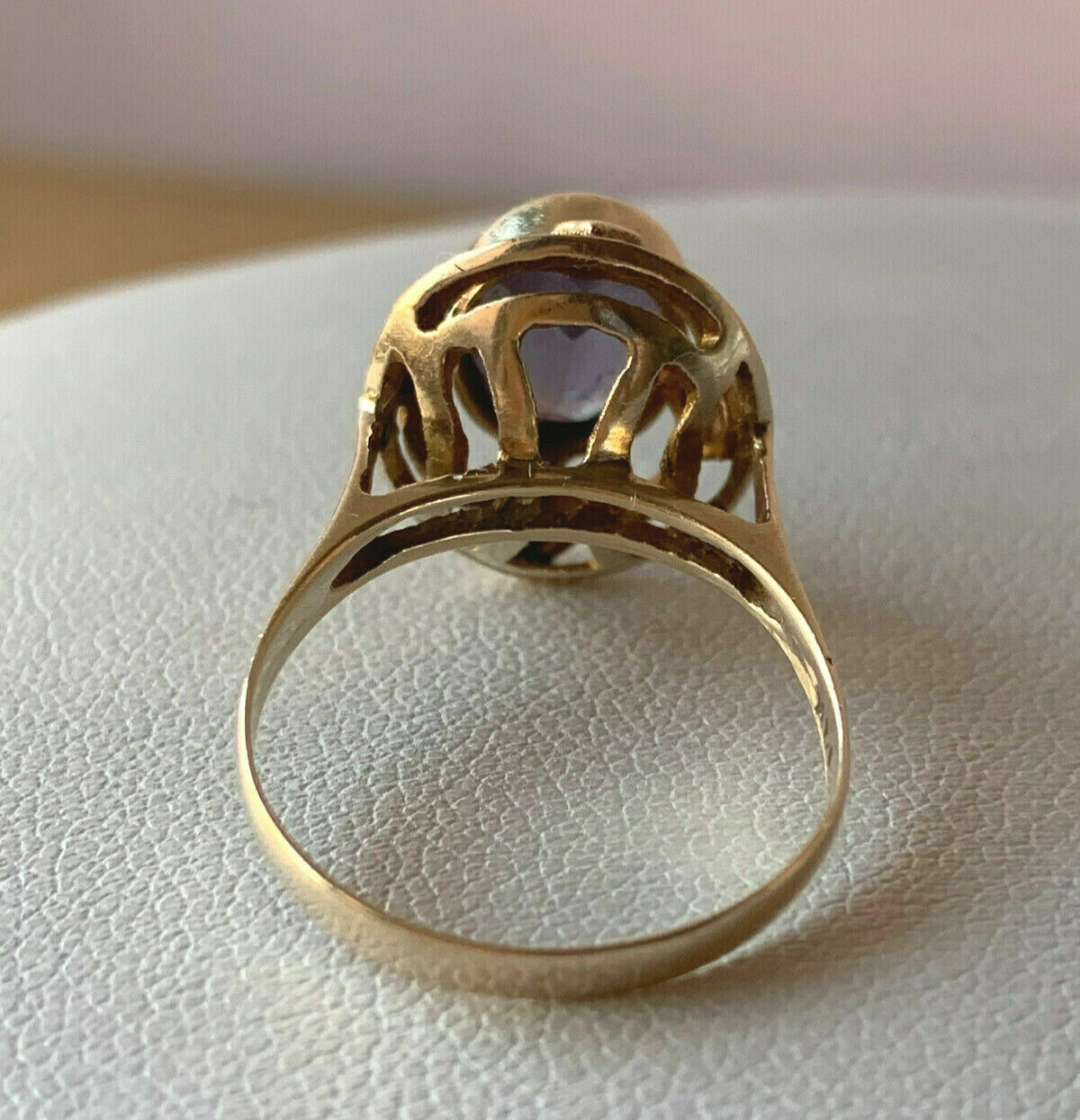 VINTAGE 14K RING & EARRINGS COLOR CHANGE PURPLE SAPPHIRE SET OF 2 CUSTOM MADE