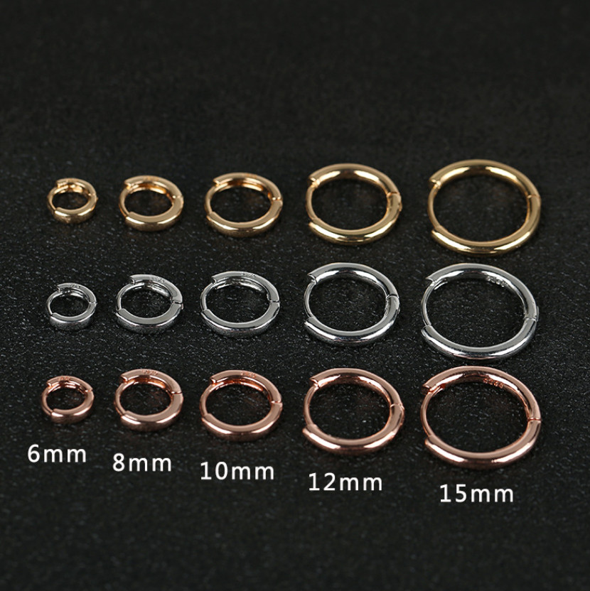 2Pcs Silver Gold Plated Plain Hinged Huggie Hoop Ear Earrings Women Girl PE49