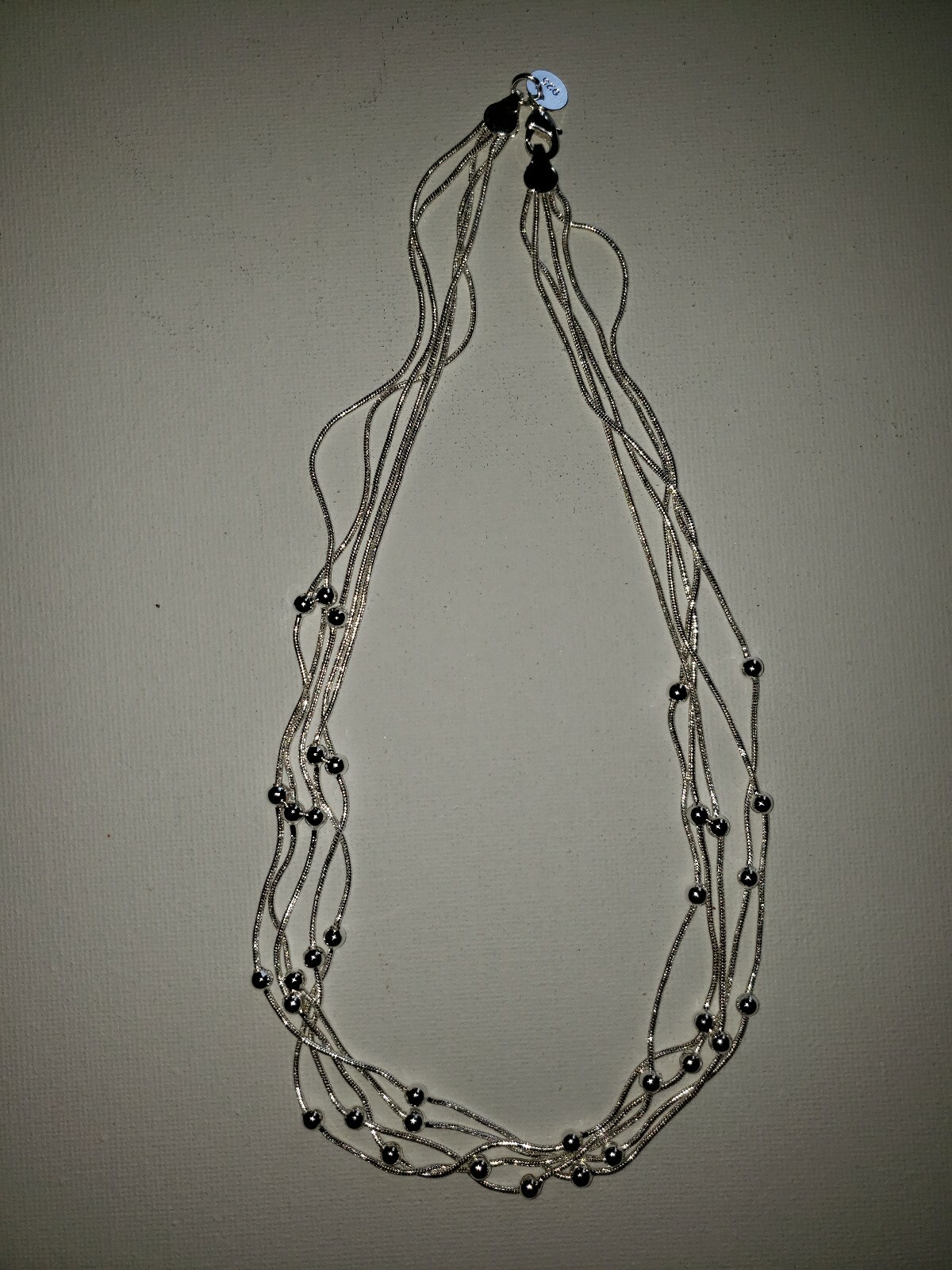 Silver Multi Dangling Bead Necklace Sterling Silver 18 To 19.75 Inches Link…