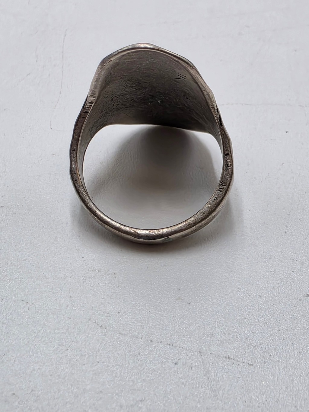 Vintage Hammered Organic Statement Ring – Modernist Textured Silver Tone Ring