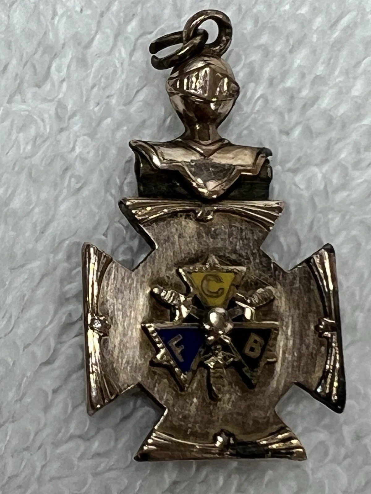 J26- Antique Enamel FCB Knights of Pythias FLT Odd Fellows Watch Fob Masonic GF