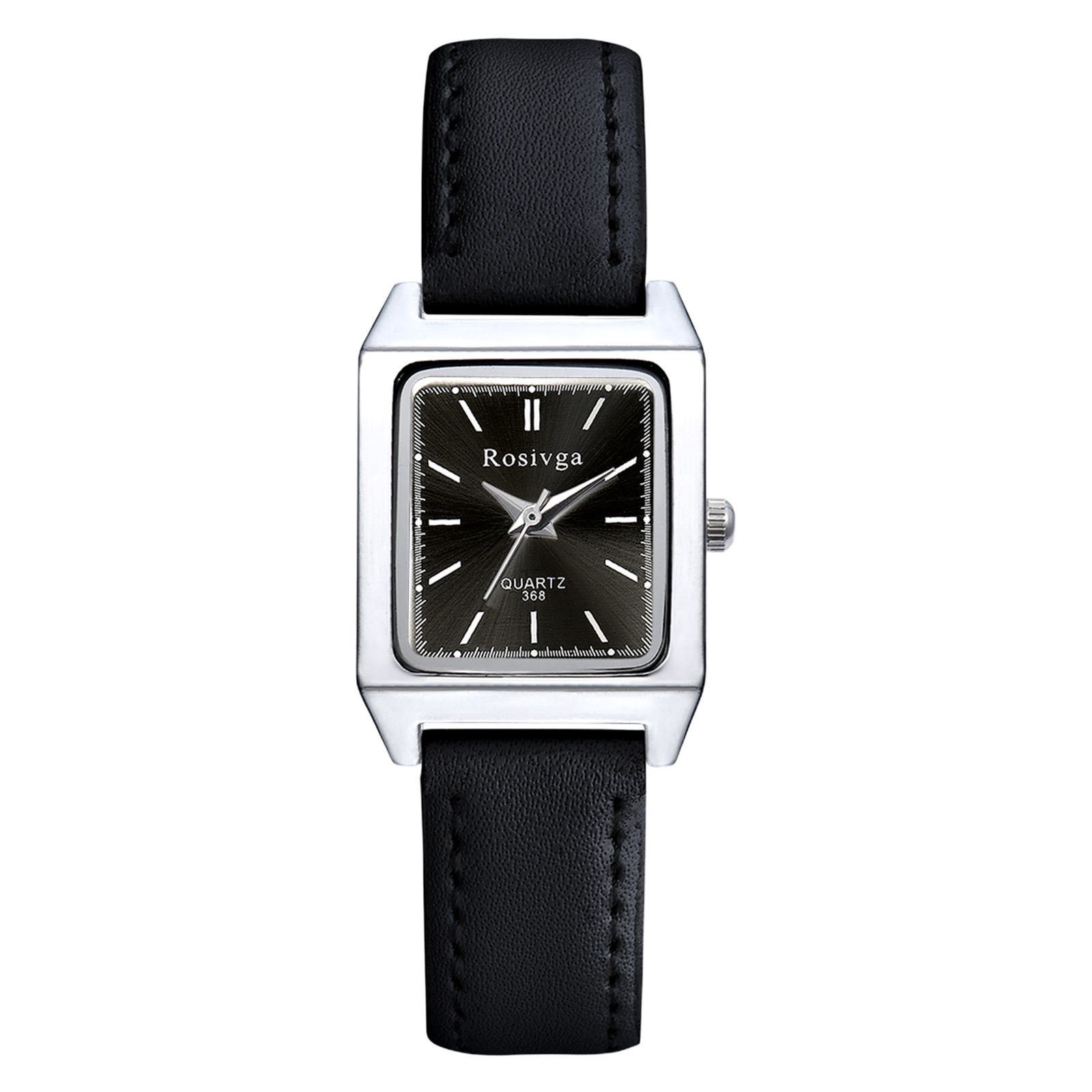 Women Soft PU Leather Band Quartz Elegant Rectangle Dial Wristwatch for Ladies