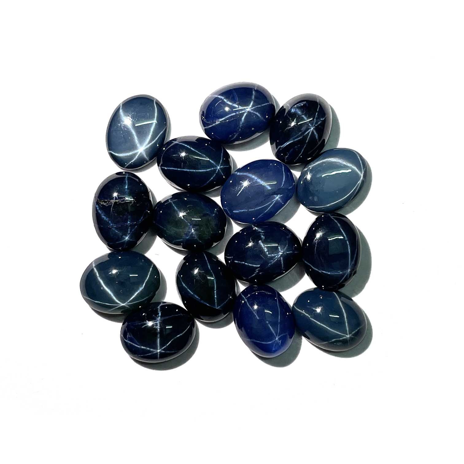 Diffused Star Blue Sapphire Oval Cabochon Loose Gemstone Lot 5 Pcs 6*8 MM 10 CT