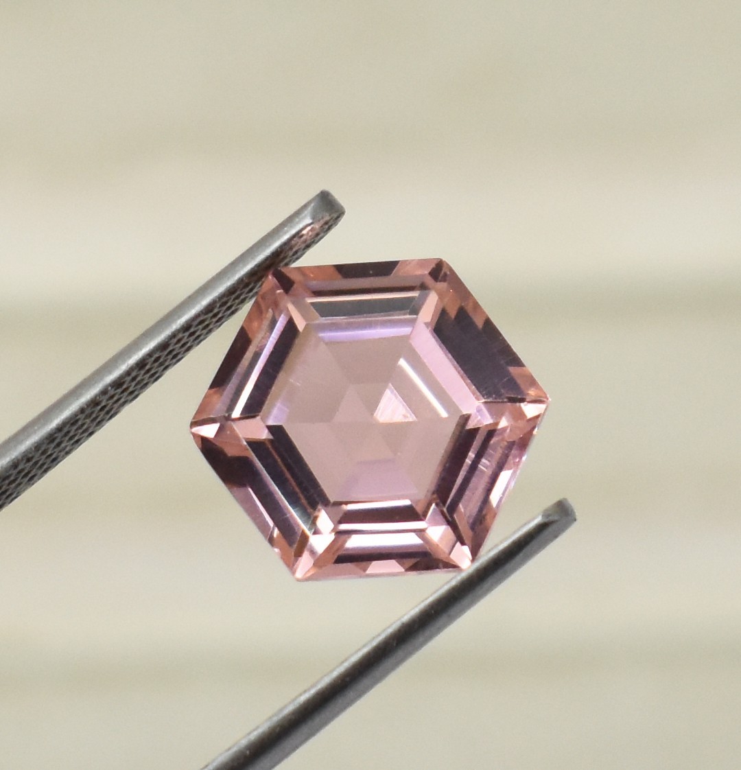 Peach Morganite Hexagon Shape Loose Gemstone 8 mm 10 mm 12 mm 15 mm 20 mm