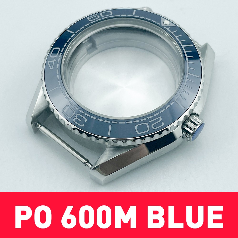 43.5mm Stainless Steel Watch Case for NH35A OP 600M with 33mm Blue Bezel
