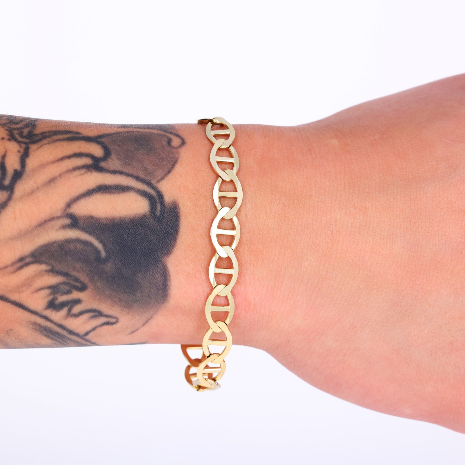 10K Yellow Gold Solid 2mm-9mm Mariner Anchor Link Chain Bracelet 7″ 7.5″ 8″ 9″