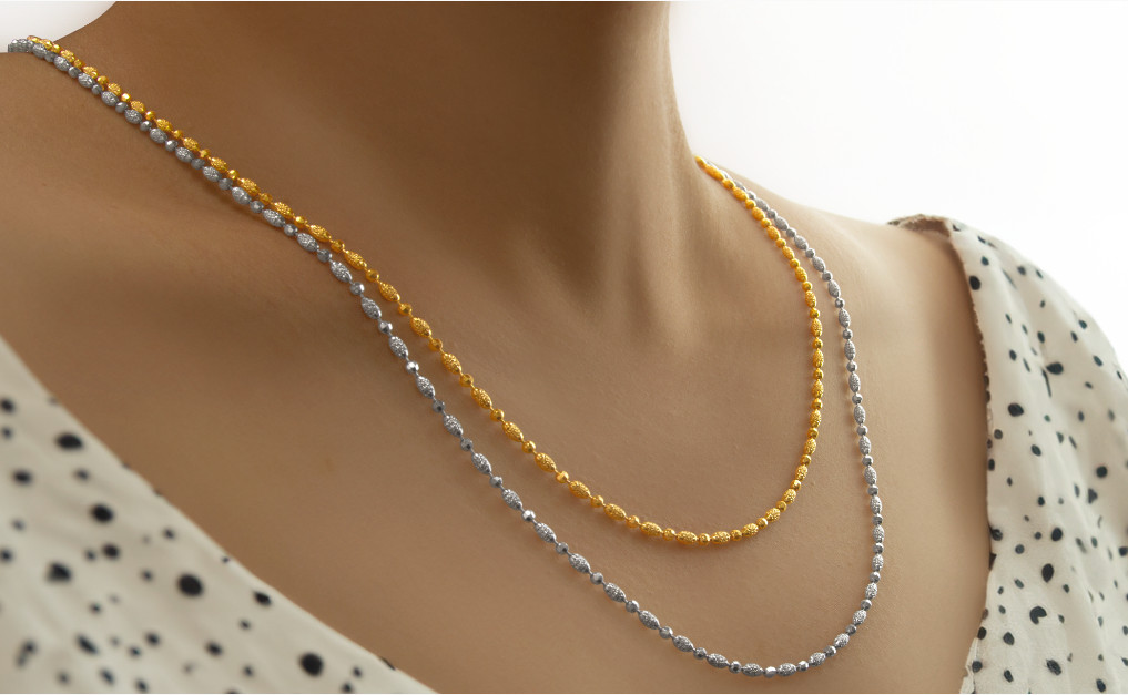 Ball Bead Chain 2mm Diamond Cut Necklace Women Real 14K Yellow White Solid Gold