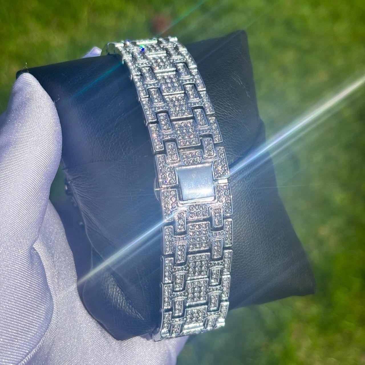 VVS Arabic Dial Iced Out Diamond Watch Snowflake Watch Silver Color